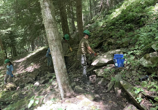 Clayton's crew working hard together on cleaning up the trail!