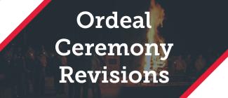 Ordeal Ceremony Revisions with a fire background